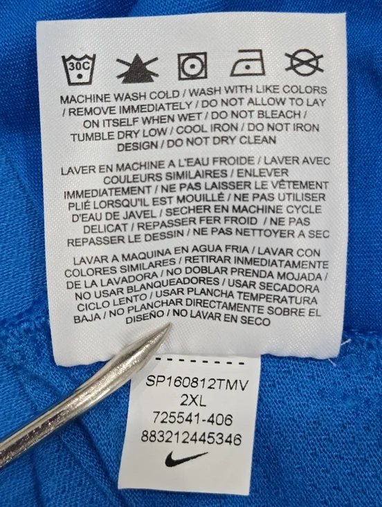 Nike Golf Dri Fit Blue Polo Shirt White Swoosh Stretch Standard FIt Mens XXL - Picture 8 of 8